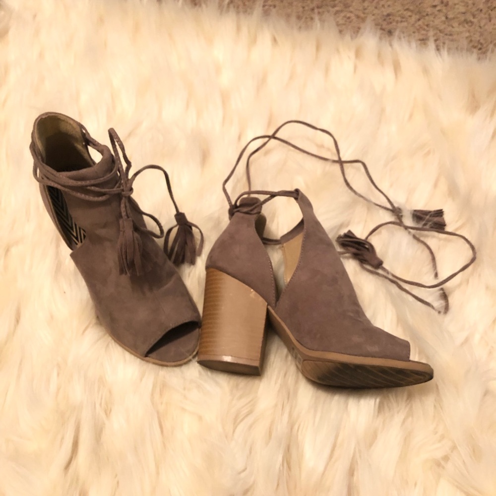 Qupid Open Toe Lace Up Booties. - image 1